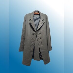 John Varvatos size 48 gray military style overcoat gray wool linen blend